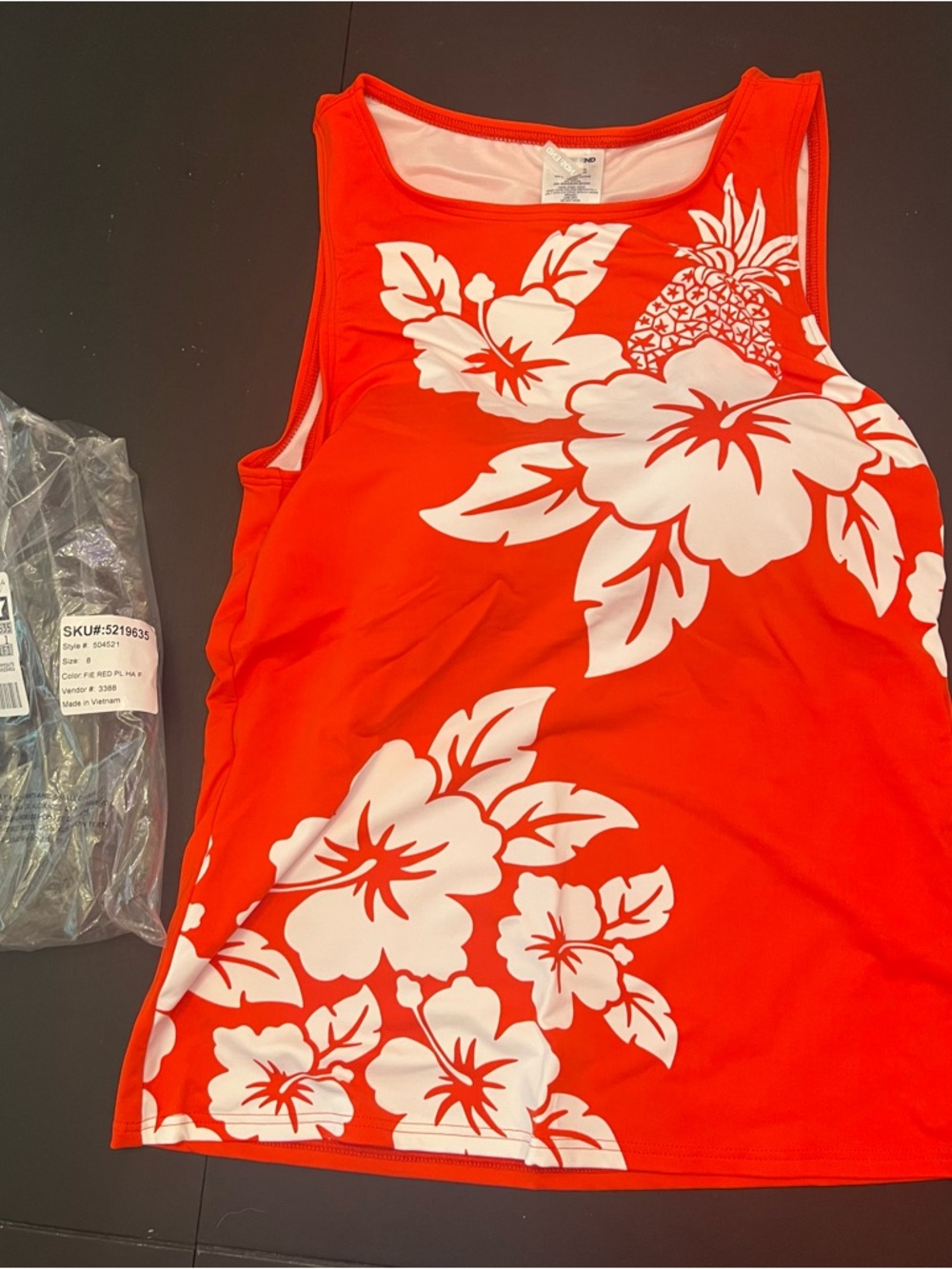 Lands’End NWT Red/White Hawaiian Print Swim Tank | Women’s 8